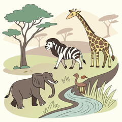 Obraz premium zebra and giraffe