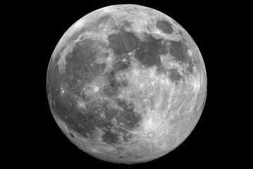 Full Moon in Grayscale Night Sky