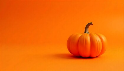 Vibrant orange pumpkin on a matching backdrop creates a festive fall mood for seasonal design.
