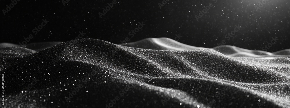 Wall mural grayscale abstract particle landscape with subtle light and dark waves