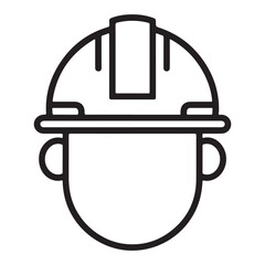 construction safety helmet icon line art vector, protection helmet, hard hat equipment icon outline vector illustration on white background