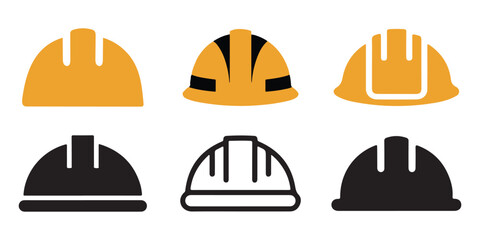 construction safety helmet icon set vector, protection, hard hat equipment icon vector illustration on white background
