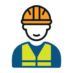 Construction worker helmet icon vector art illustration with safety helmet gear
