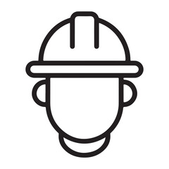 construction safety helmet icon line art vector, protection helmet, hard hat equipment icon outline vector illustration on white background