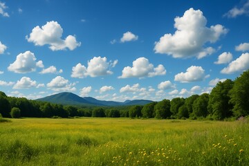 green grass and blue sky
