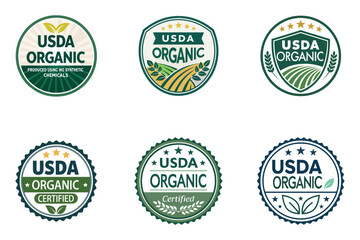 USDA Organic, Certification stamp, Label Logo ,symbol Badges label ,vector icon