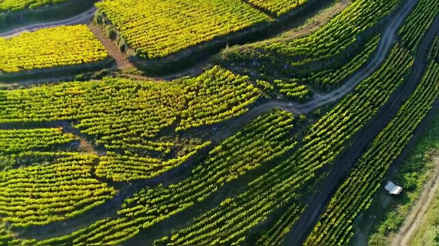 Aerial View of Vineyards in Douro Valley, Portugal - Stunning Landscape