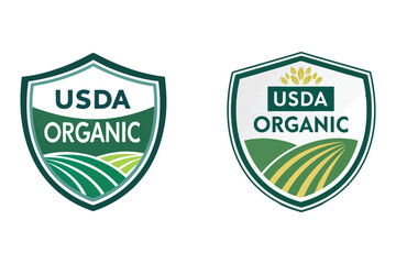 Obraz premium USDA Organic Labels: A close-up view showcases two vibrant USDA organic labels, symbolizing quality and trust in organic food.