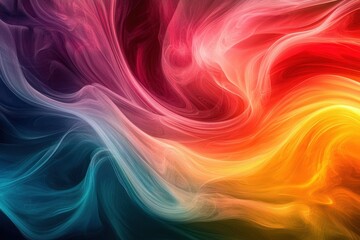 Obraz premium Swirling abstract background with gradient of red, yellow, blue, and purple. Use this for creative projects, art, and presentations needing vibrant color.
