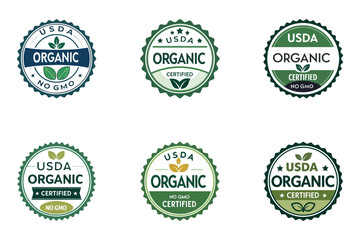 Obraz premium Organic Certification Collection: A visual symphony of circular organic certification labels, each meticulously designed to signify the essence of natural, sustainable, and wholesome goodness.