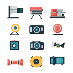 2D Flat icon Film & Video Production Icons isolated in White Background