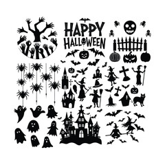 Halloween design element silhouette set