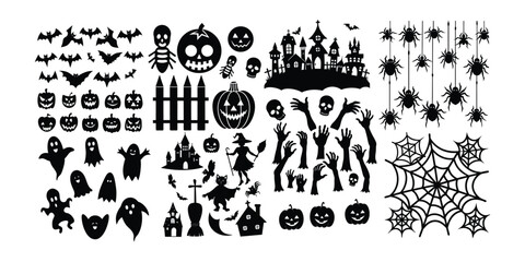 Halloween design element silhouette set