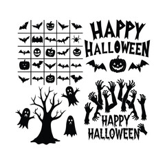 Halloween design element silhouette set