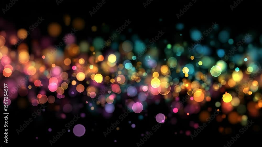 Poster Colorful Bokeh Light Pattern with Multi-Color Sparkling Dots Background