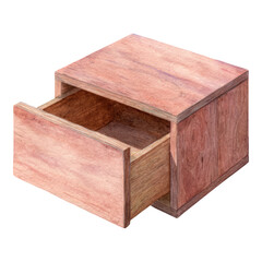 Isolated Wooden Drawer on Transparent Background