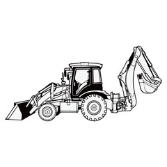 Naklejka premium silhouette photo of excavator with white background