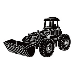 silhouette photo of excavator with white background