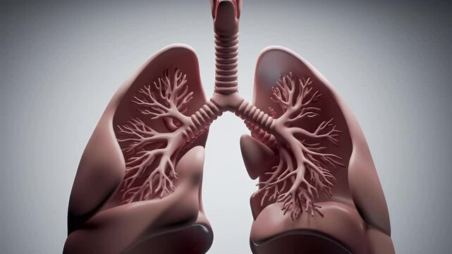 Detailed Anatomical Lungs with Bronchi Tree Displayed Against Gradient Background for Medical Visualizations