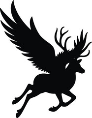 Fototapeta premium Majestic winged deer silhouette fantasy creature