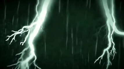 Dramatic White Lightning Flashes During a Dark Rainy Storm with a Strong Atmospheric Visual