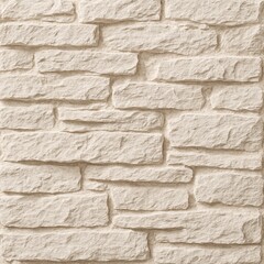 Obraz premium Neutral beige textured stone brick wall pattern with horizontal stacked design, ideal for architectural background, modern interior backdrop, and seamless wallpaper texture needs