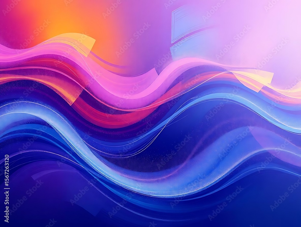 Poster harmonious color blend of dynamic wavy lines in a gradient design