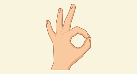A stylized illustration of a hand forming the "OK" gesture.
