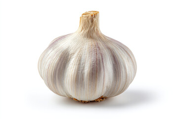 Fresh garlic bulb isolated on a clean background, highlighting its texture and natural colors