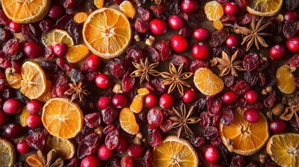 Fototapeta premium Dried Orange Cranberry Festive Mix.
