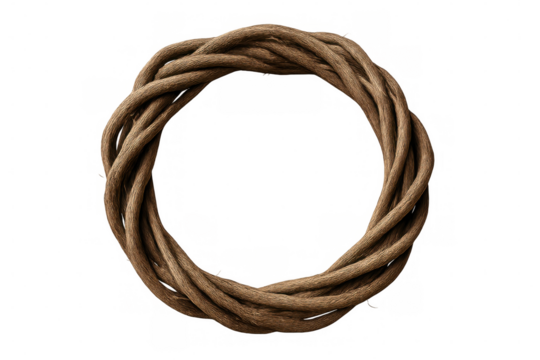 Nature-inspired circular frame featuring interlacing wooden branches, transparent backdrop enabling seamless graphic design integration