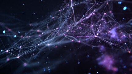 Abstract Network Visualization with Purple and Blue Nodes