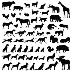 Silhouette collection Cow pig giraffe cats dogs rhino elephant horse chicken rabbit wolf moose and more