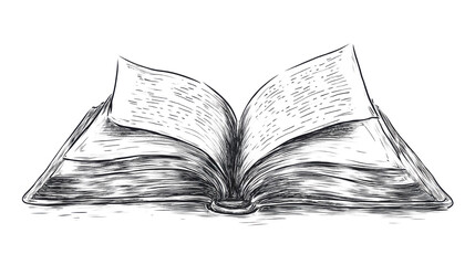 old open book on white background