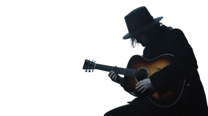man playing guitar on white background