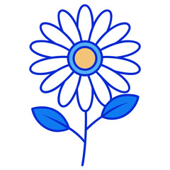 Blue Daisy flower on white background 