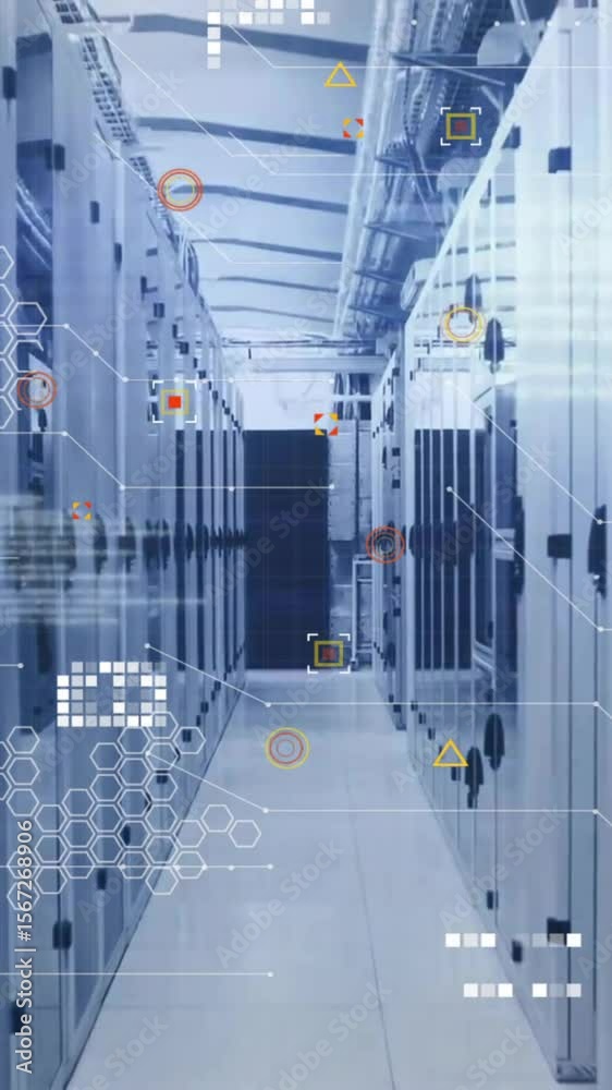 Poster animation of data processing over computer servers
