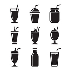 Frosty Milkshake Icons with Toppings
