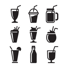 Frosty Milkshake Icons with Toppings
