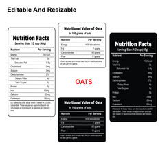 Calories in Oats & Milk, nutrition facets label