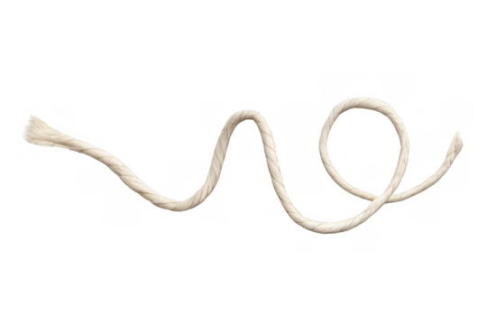 White rope curving sinuously against transparent surface, suggesting nautical, climbing, or crafting applications