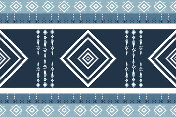 Ethnic Tribal Geometric Diamond Pattern in Blue Tones Seamless Vector Textile Design