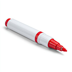 A vibrant red marker lying on a clean surface, ideal for creative projects and educational use