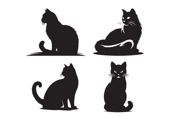 Four black cat silhouettes