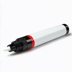 White marker pen with red accents positioned on a clean, white surface, ideal for artistic projects