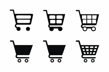 set of Shopping cart icon silhouette vector illustration