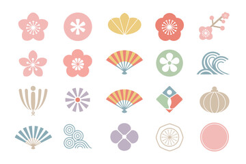 Red lanterns and clouds, Chinese new year icons, traditional festival elements, elegant vector, festive celebration illustration