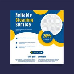 Fototapeta premium Cleaning service social media post or square flyer template design