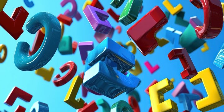 A conceptual 3D render of floating abstract symbols representing different creative concepts. - Powered by Adobe