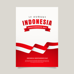 Gradient indonesia independence day vertical poster template